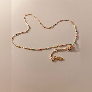 Multi-color Anthropologie Beaded Gold-tone Chain Necklace
